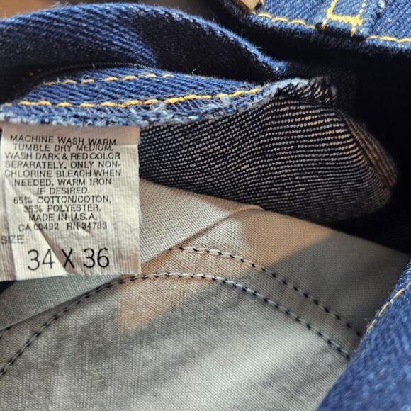 Vintage Lee Jeans Mens Size 34x36 80s Dark Wash High Rise Western Ranch Denim - Picture 11 of 11